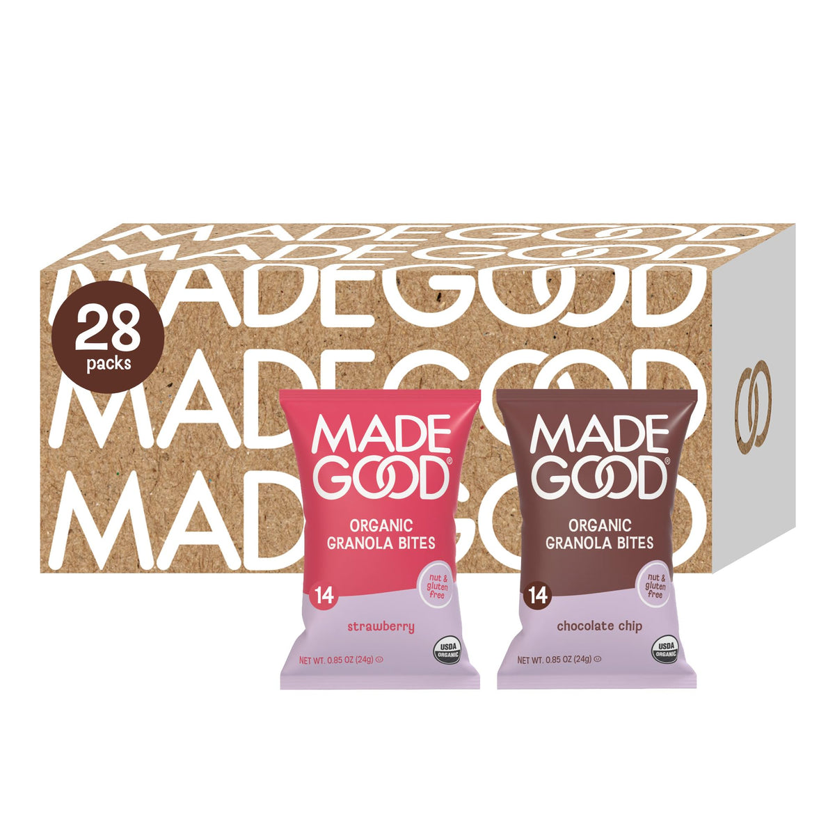 MadeGood Granola Bites Chocolate Chip & Strawberry Variety Pack – 28-Count, Gluten Free & Organic