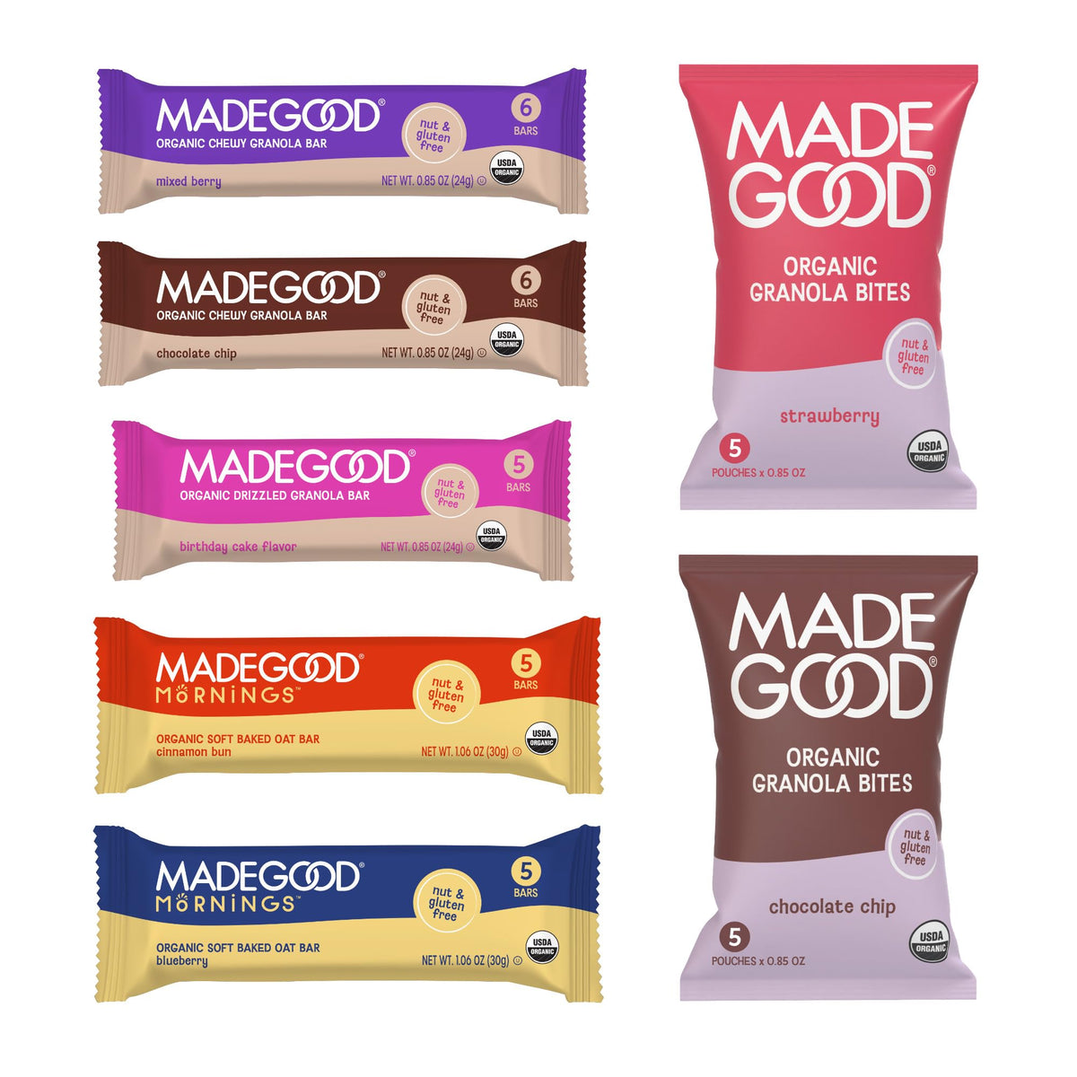 MadeGood Healthy Snacks Variety Pack (37 Count) – Organic Granola Bars, Granola Bites & Morning Bars