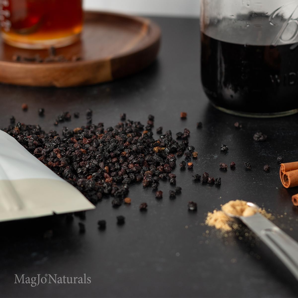 MagJo Wild Harvest Dried Elderberries - 1lb Bulk, Whole Black Elderberry (Non-Irradiated)