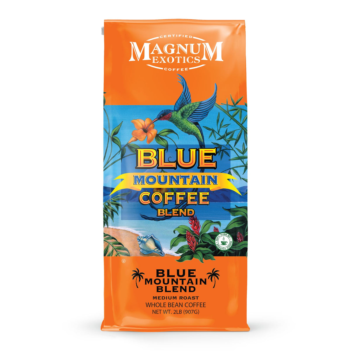 Magnum Exotics Blue Mountain Blend — Whole Bean Coffee, Medium-Light Roast, 2 lb