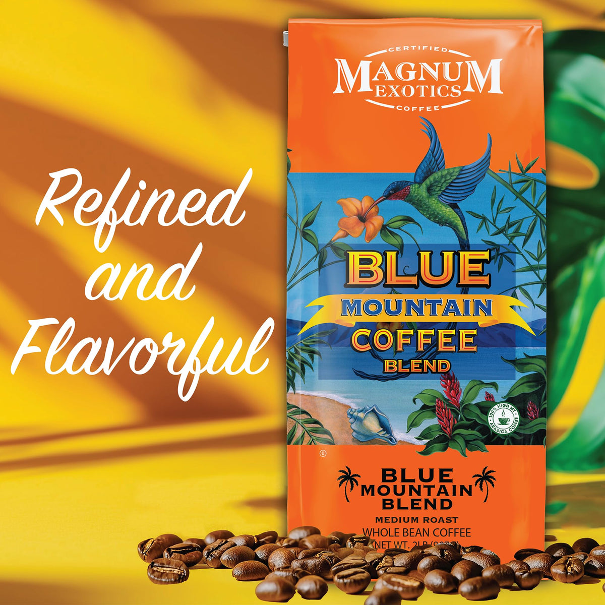 Magnum Exotics Coffee - Blue Mountain Blend, Medium-Light Roast, 2 lb Whole Bean