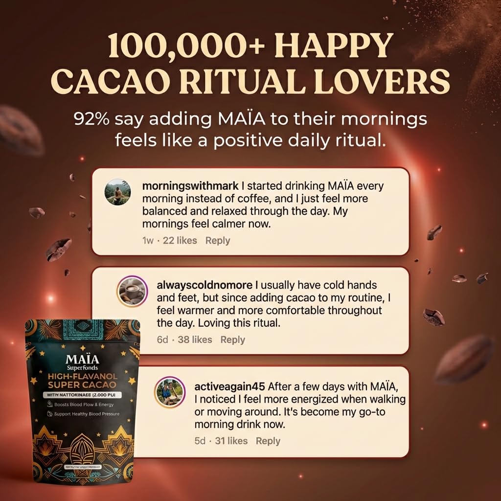 Maia Ceremonial Cacao | Super Cacao | High Flavanols for Healthy Blood Pressure & Gentle Energy | Theobromine