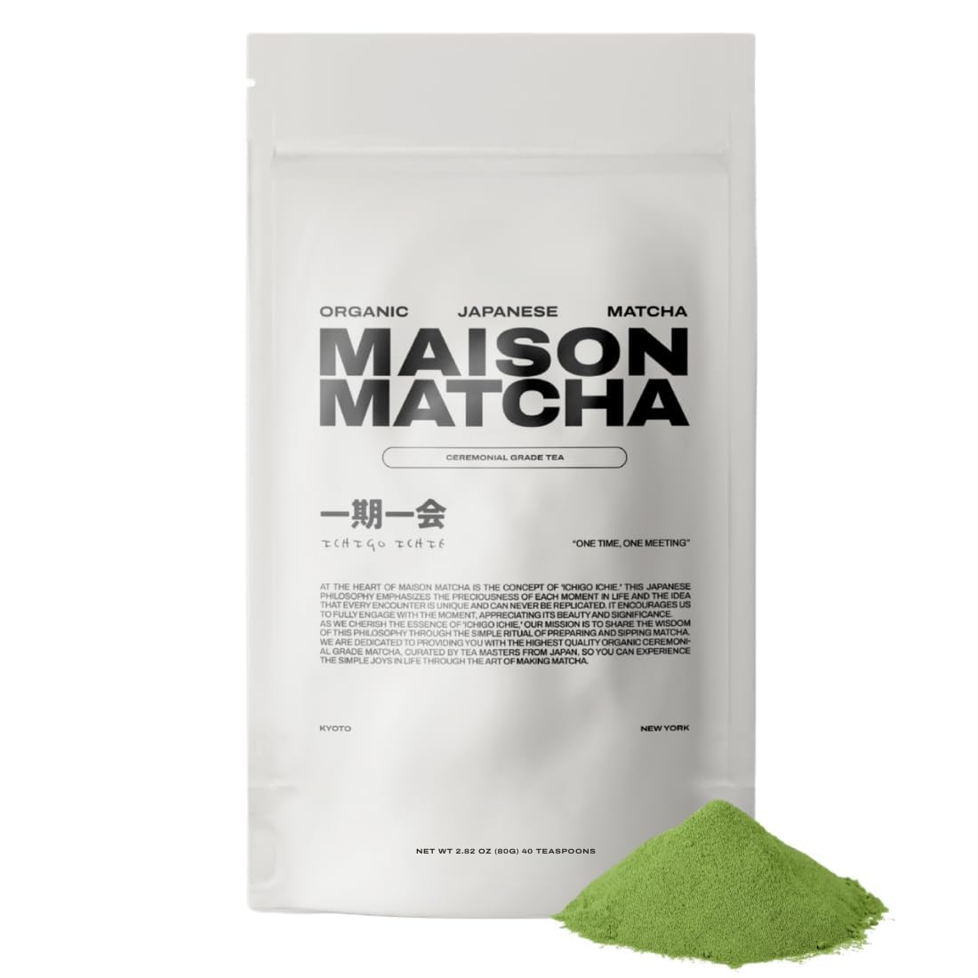 MAISON MATCHA Organic Ceremonial Grade Matcha – First Harvest from Shizuoka, Sugar-Free, 80g