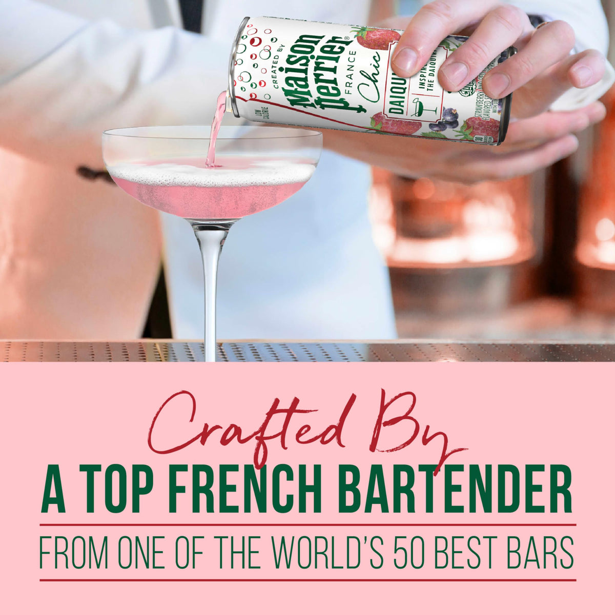 Maison Perrier Chic Daiqui’Red Strawberry & Red Fruits Sparkling Mocktail – Low Calorie 24-Pack