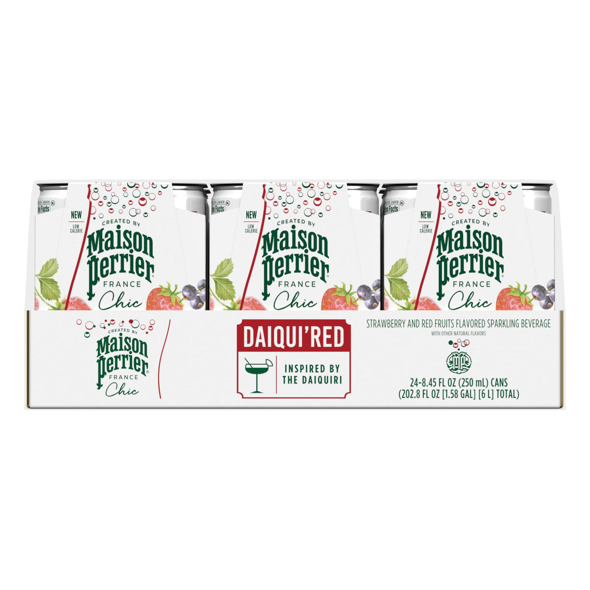 Maison Perrier Chic Daiqui’Red Strawberry & Red Fruits Sparkling Mocktail – Low Calorie 24-Pack