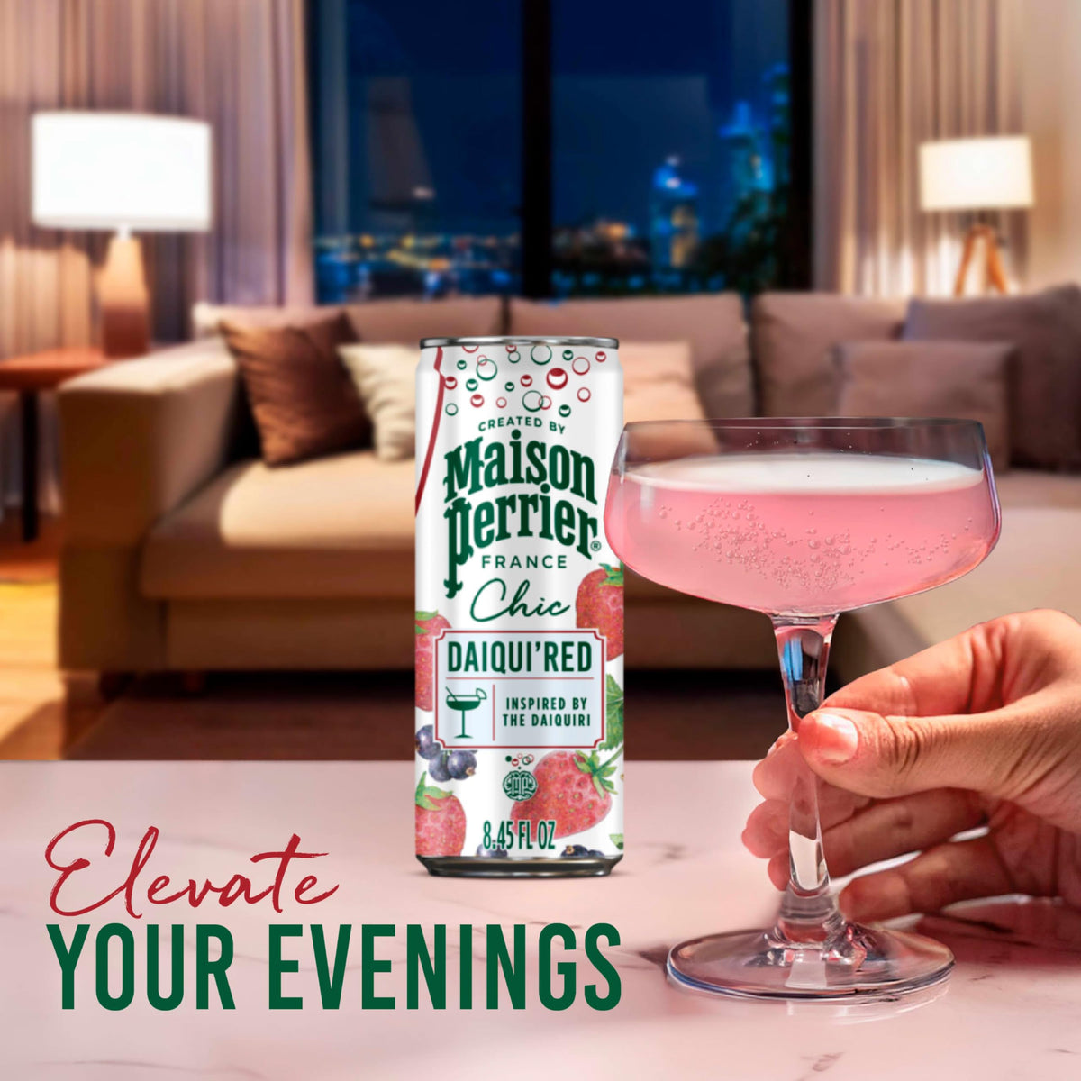 Maison Perrier Chic Daiqui’Red Strawberry & Red Fruits Sparkling Mocktail – Low Calorie 24-Pack