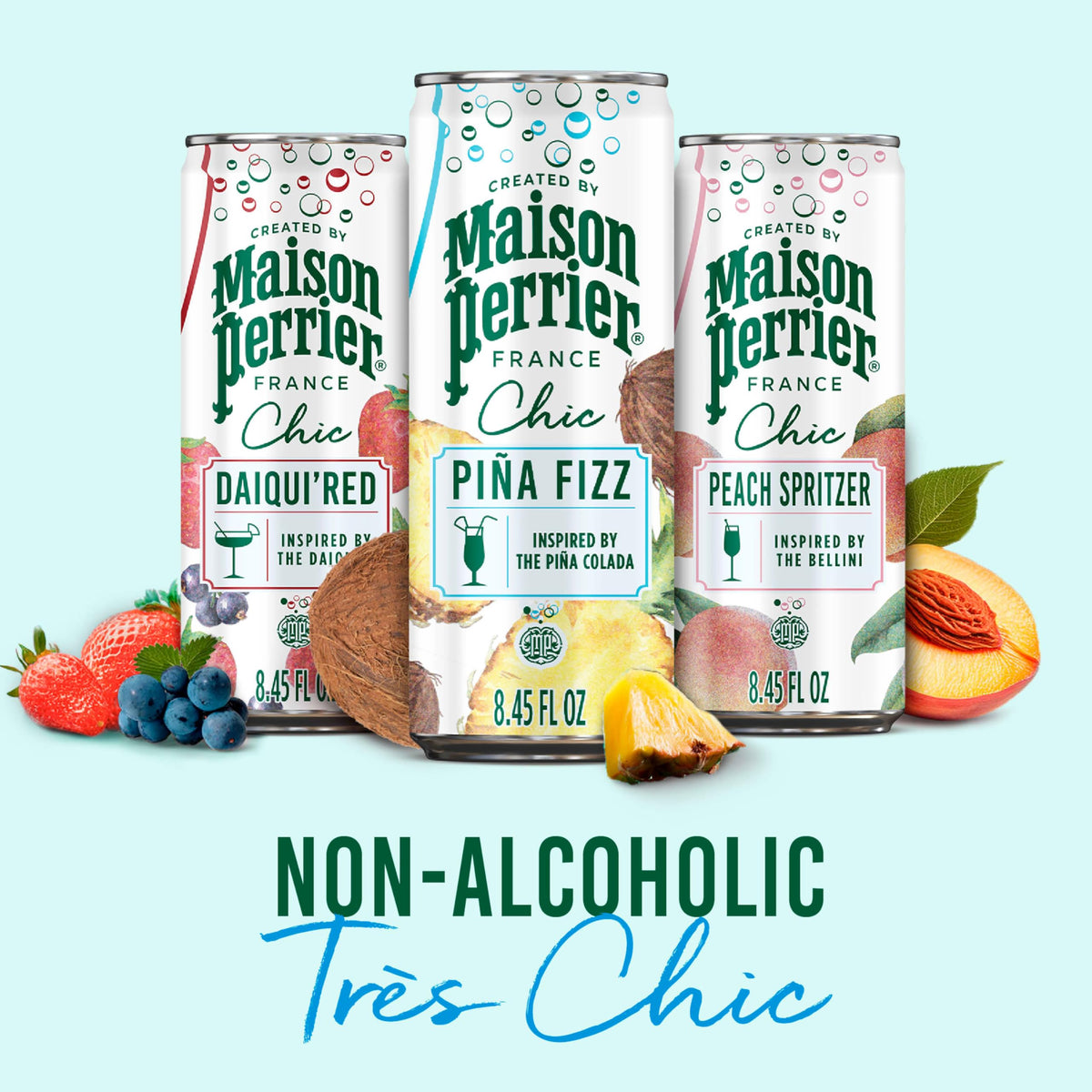 Maison Perrier Chic Piña Fizz Pineapple & Coconut Sparkling Mocktail - Low Calorie, 24-Pack