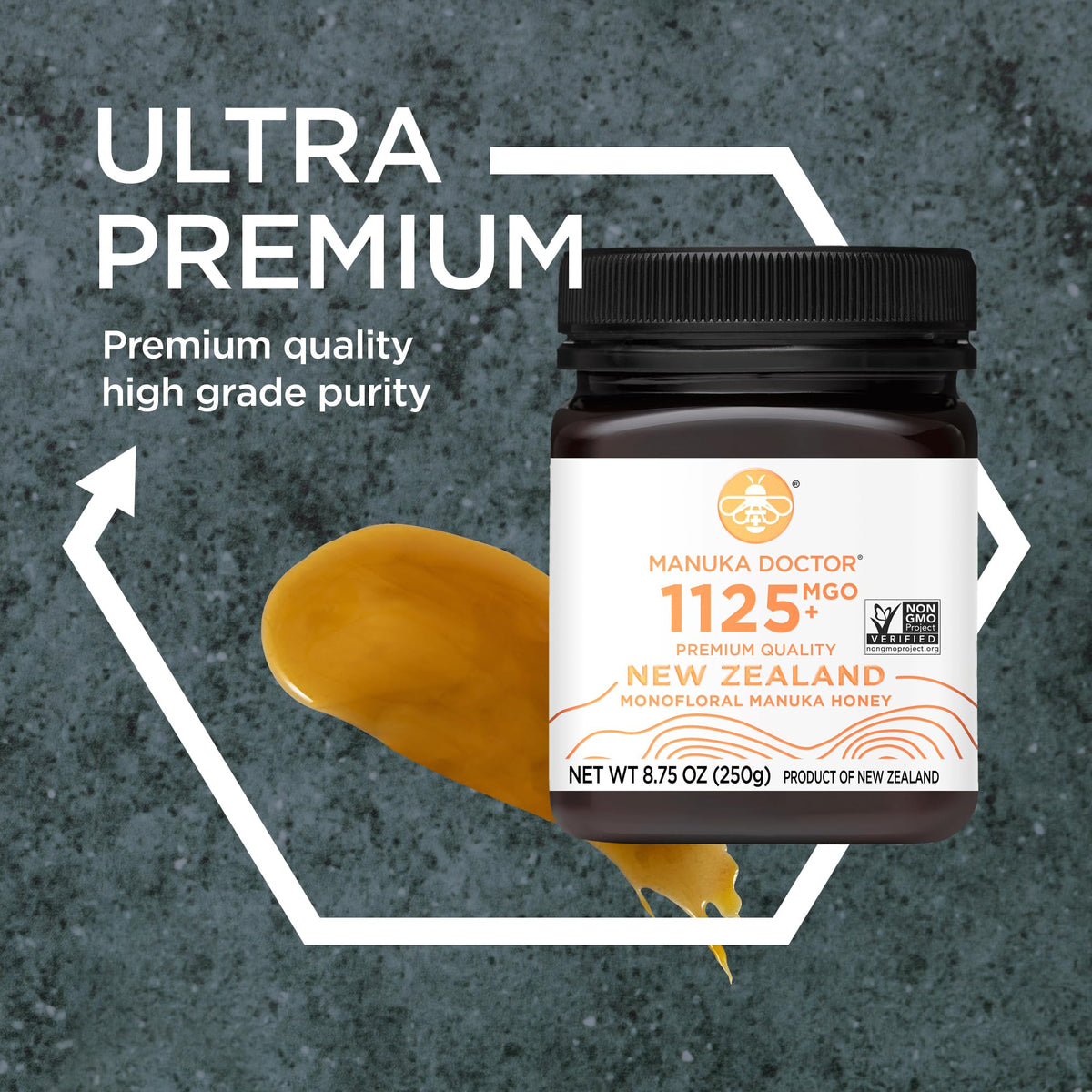 Manuka Doctor MGO 1125+ Monofloral Honey – 8.75 oz, Pure NZ Raw Non-GMO