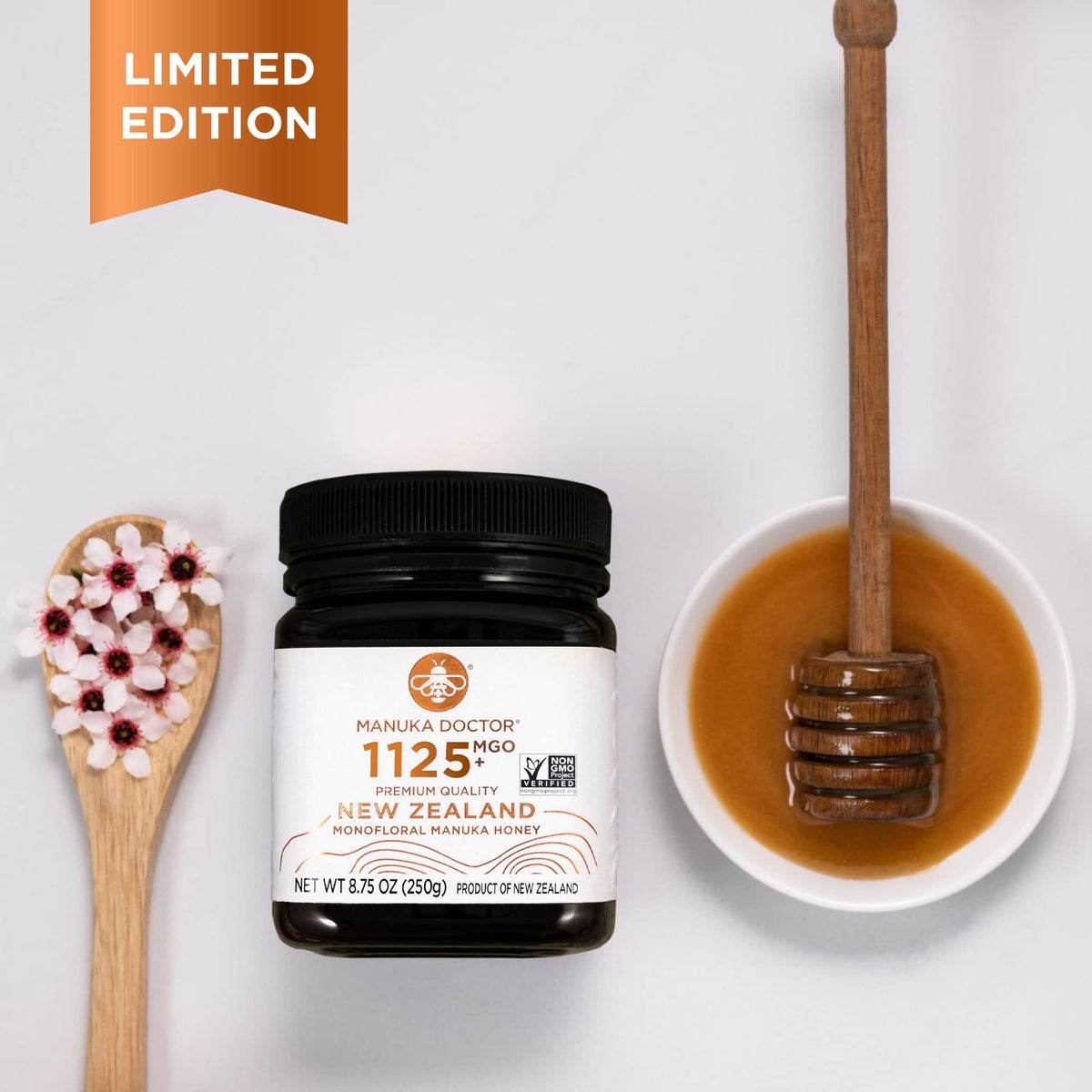 Manuka Doctor MGO 1125+ Monofloral Honey – 8.75 oz, Pure NZ Raw Non-GMO