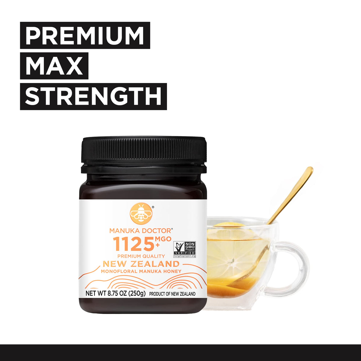 Manuka Doctor MGO 1125+ Monofloral Honey – 8.75 oz, Pure NZ Raw Non-GMO