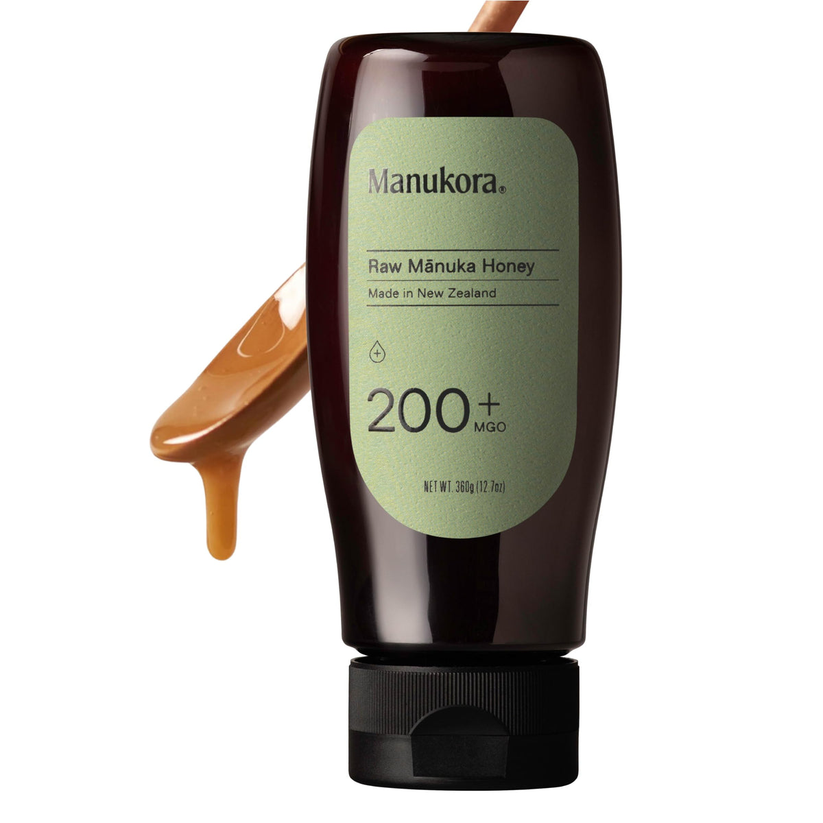 Manukora Raw Manuka Honey MGO 200+ Squeezy Bottle – Traceable Hive‑to‑Hand, Glyphosate‑Free, 360g