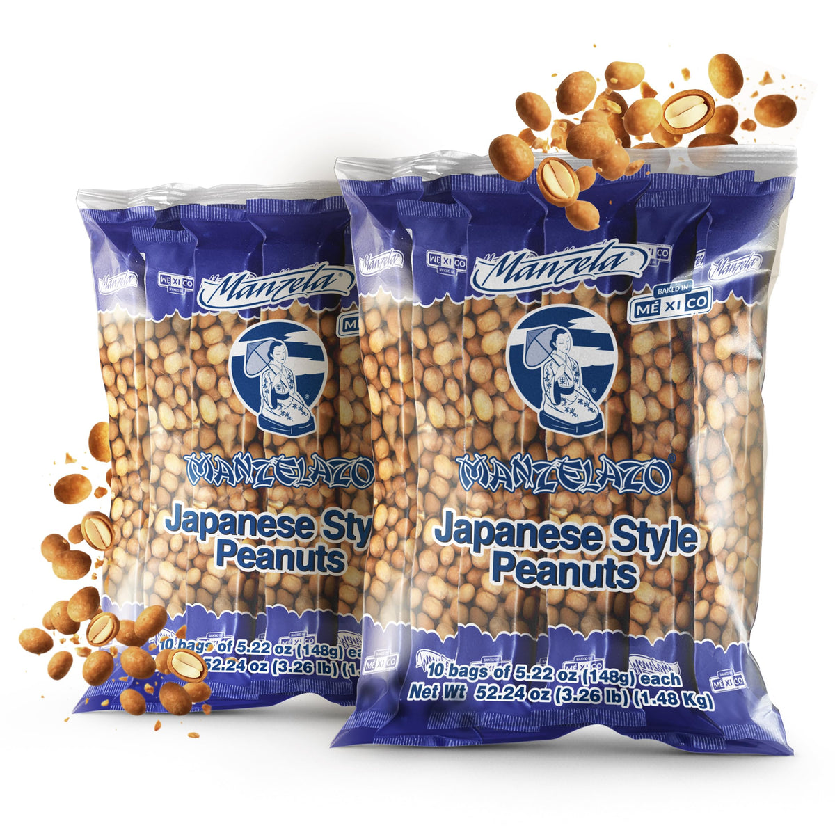 Manzela Japanese Style Coating Peanuts – Crunchy, Savory-Sweet Mexican Snack | 2-Pack