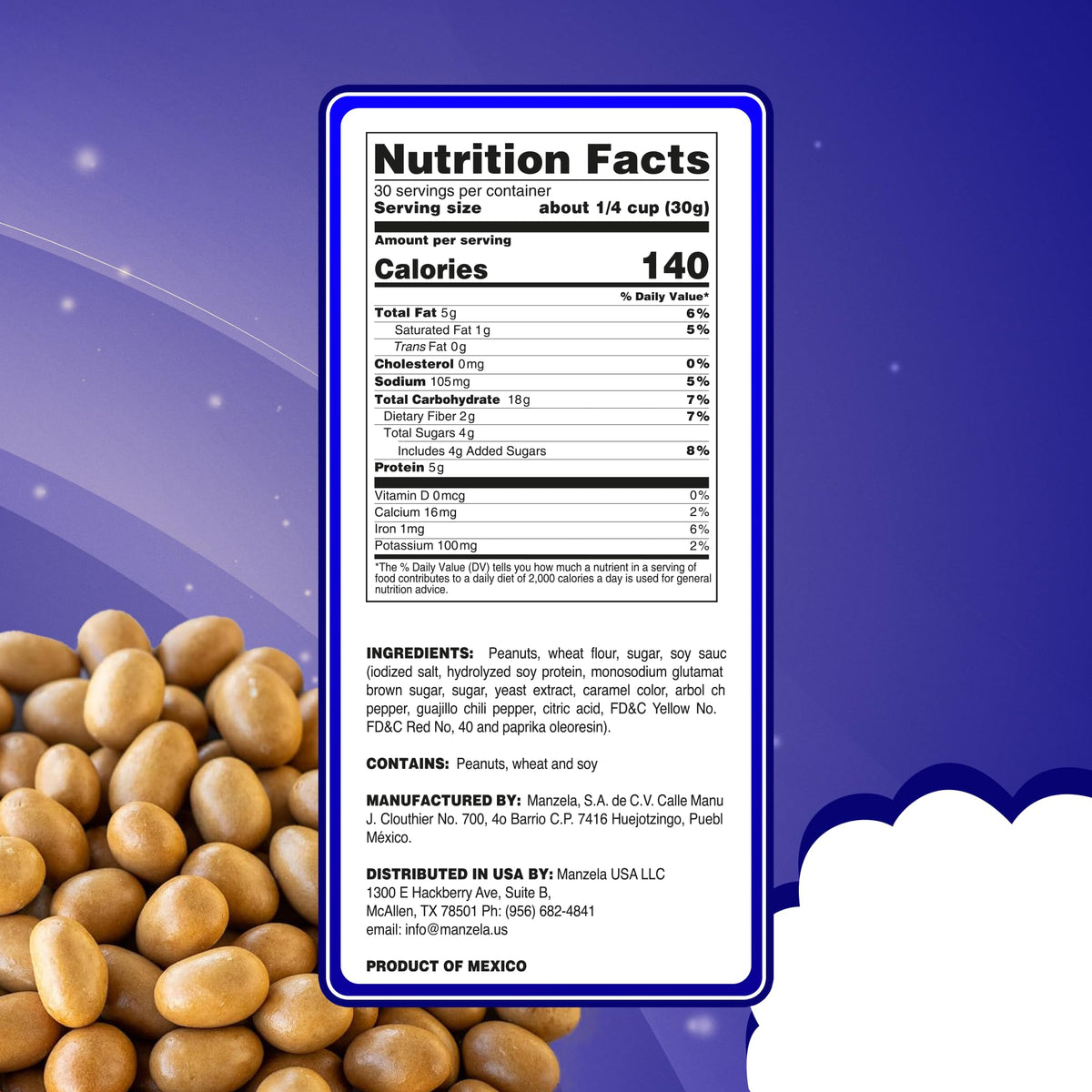 Manzela Japanese Style Coating Peanuts – Crunchy, Savory-Sweet Mexican Snack | 2-Pack