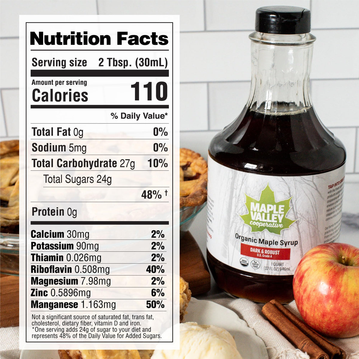 Maple Valley Organic Pure Maple Syrup – Dark & Robust, 32oz Glass Bottle