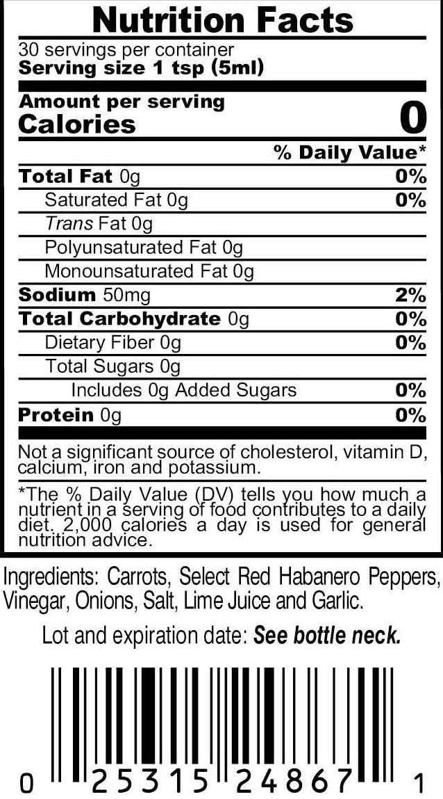 Marie Sharp's Hot Habanero Pepper Sauce – Belizean Pepper Sauce with Fresh Red Habaneros, 5 oz (Pack of 6)