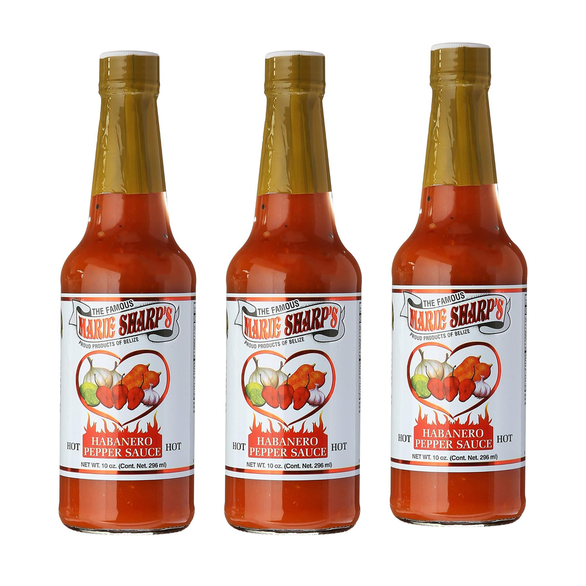 Marie Sharp's Hot Habanero Pepper Sauce – Authentic Belizean Heat, 10 oz Pack of 3
