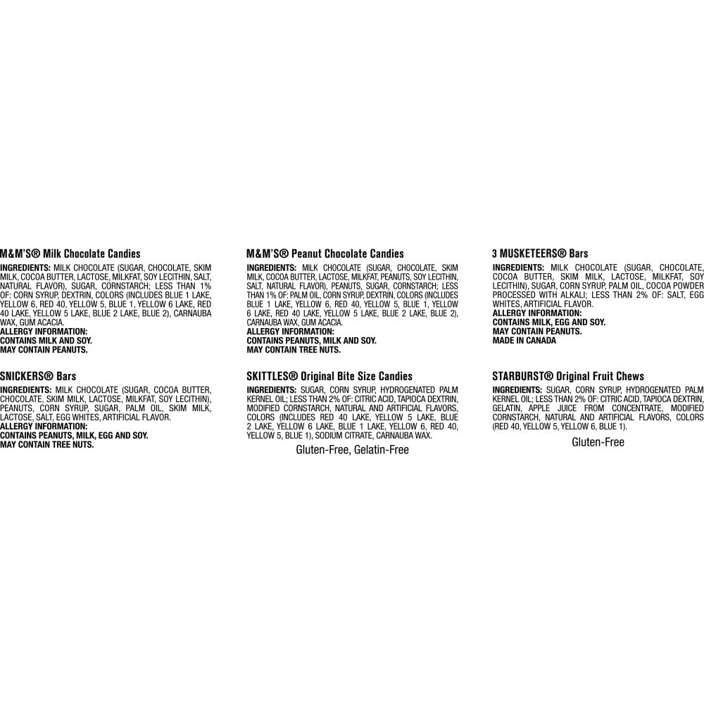 Mars Variety Pack — M&M'S, SNICKERS, 3 MUSKETEERS, SKITTLES & STARBURST, 30 Full-Size Bars (56.11 oz)