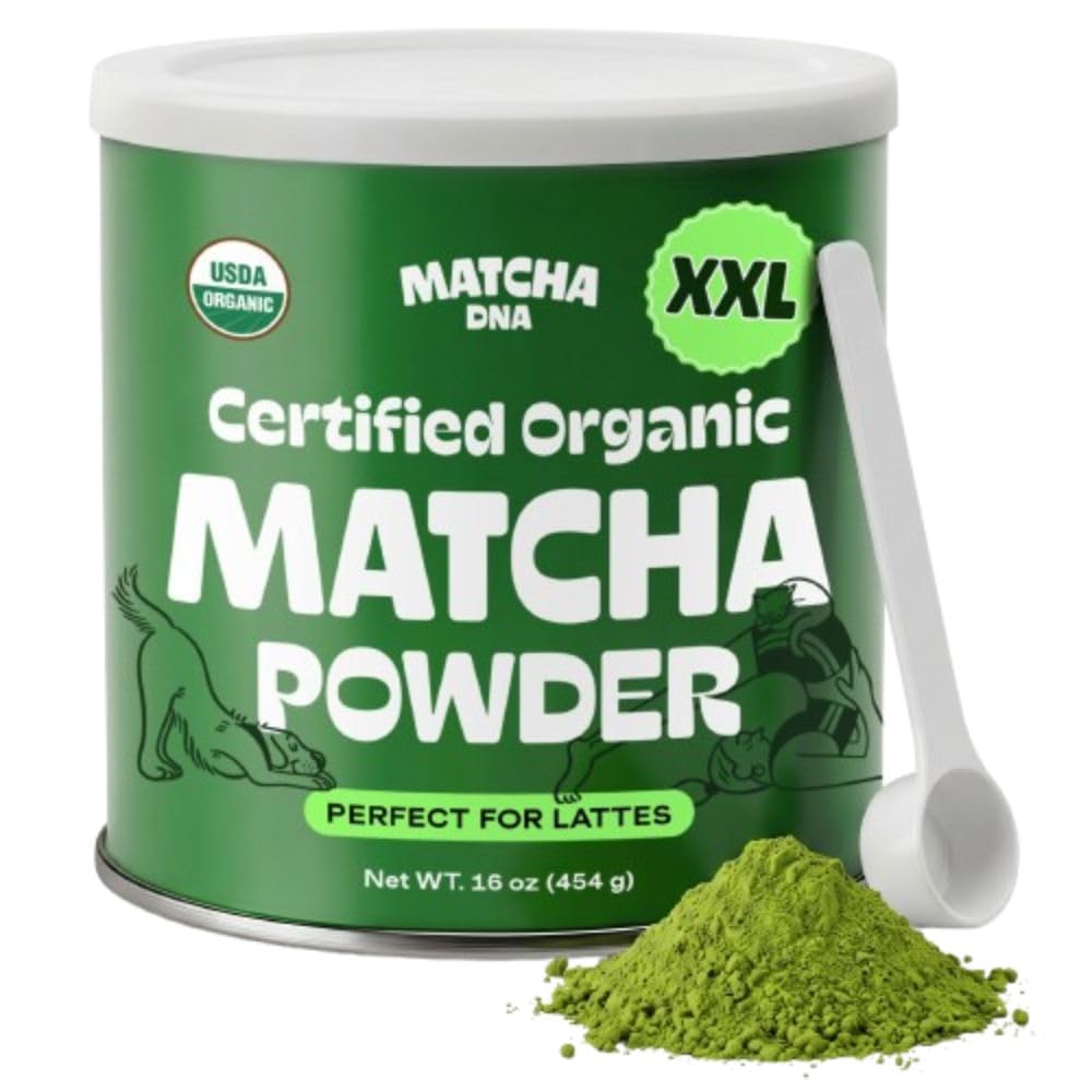 MATCHA DNA Organic Matcha Powder - 16oz Tin | USDA Organic, BPA-Free Packaging, Gluten-Free & Vegan