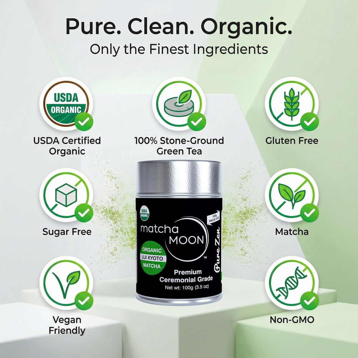 Matcha Moon Pure Zen Ceremonial Grade Matcha Powder – USDA Organic, Uji Kyoto, 100g Tin