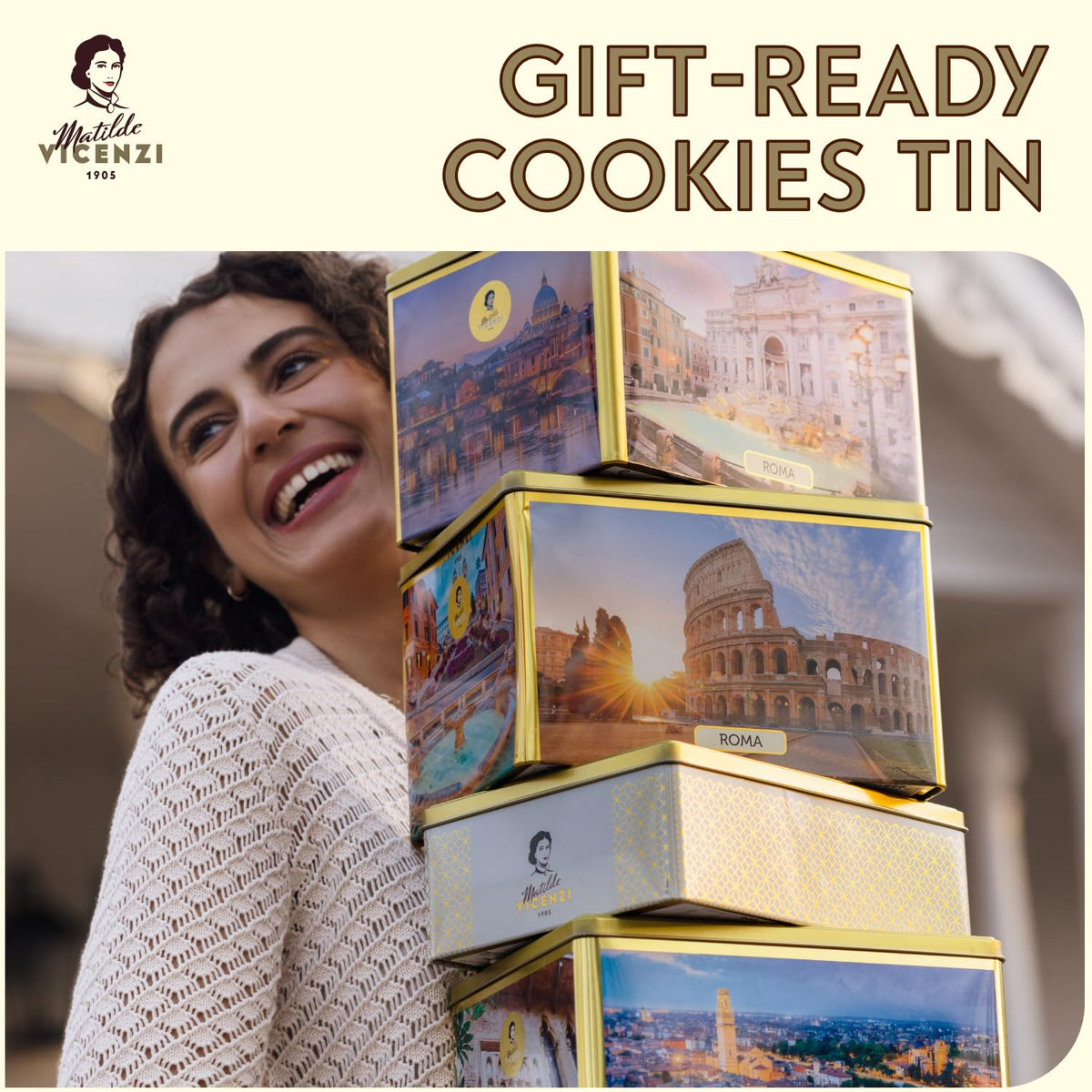 Matilde Vicenzi Millefoglie D’Italia Cookie Tin – Imported Italian Butter Cookies & Pastries Gift Box