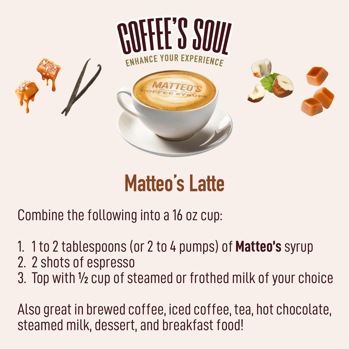 Matteo's Barista Style Sugar-Free Coffee Syrup – 6 Flavours, Zero Calories, Keto Friendly