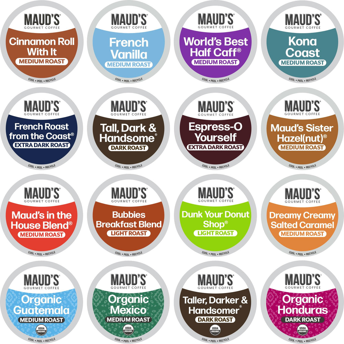 Maud's Coffee Lovers Variety Pack — 40 Ct, 16 Flavors, 100% Arabica, Keurig Compatible