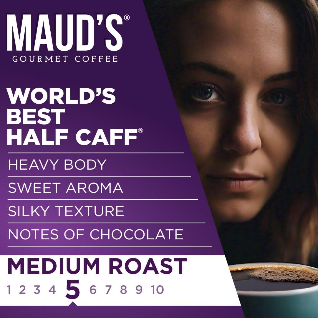 Maud's Half Caff Coffee Pods – 50ct, 100% Arabica, Keurig K-Cup Compatible