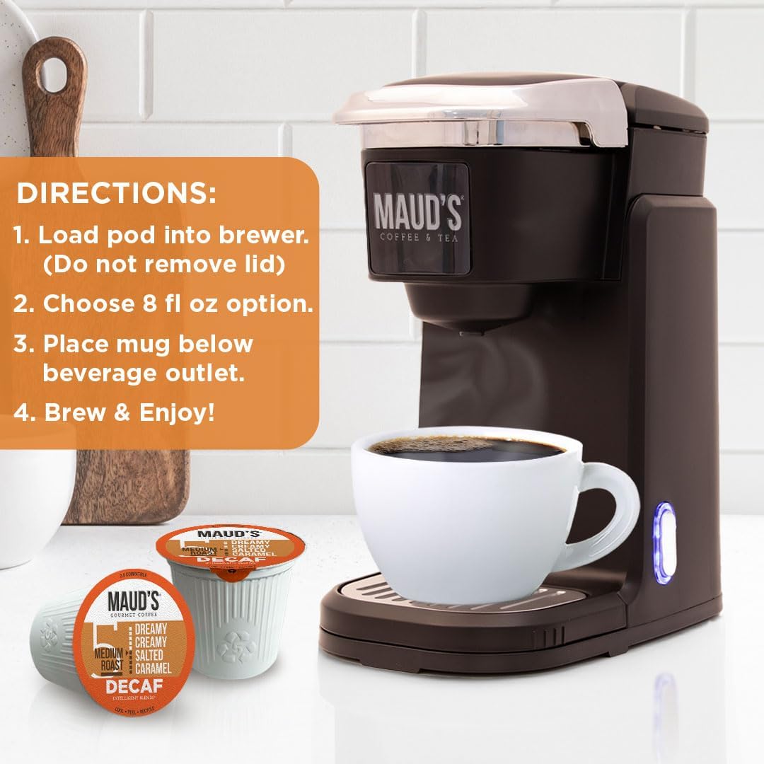 Maud's Salted Caramel Flavored Coffee Pods – 50ct, Medium Roast, 100% Arabica, Keurig K-Cup Compatible
