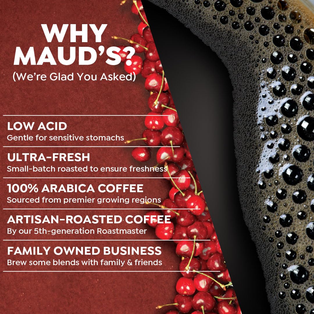 Maud's Cherry Flavored Coffee Pods - 50 Count, Medium Roast, 100% Arabica, Keurig Compatible