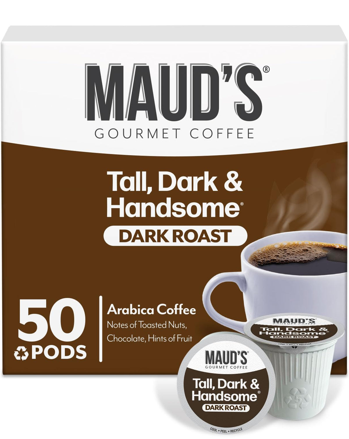Maud's Dark Roast Coffee Pods - 50ct, 100% Arabica, Keurig Compatible