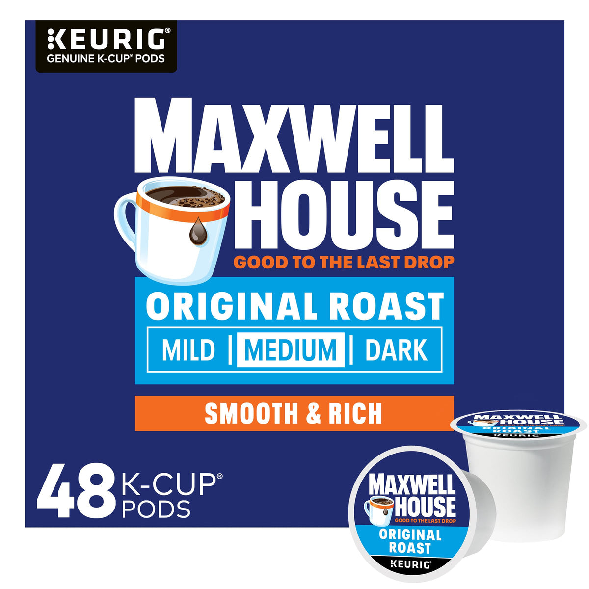 Maxwell House Original Roast K-Cup Pods – 48 Count, Medium Roast, Keurig Compatible