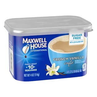 Maxwell House International French Vanilla Sugar Free Coffee Beverage Mix – Pack of 4, 4 oz Canisters