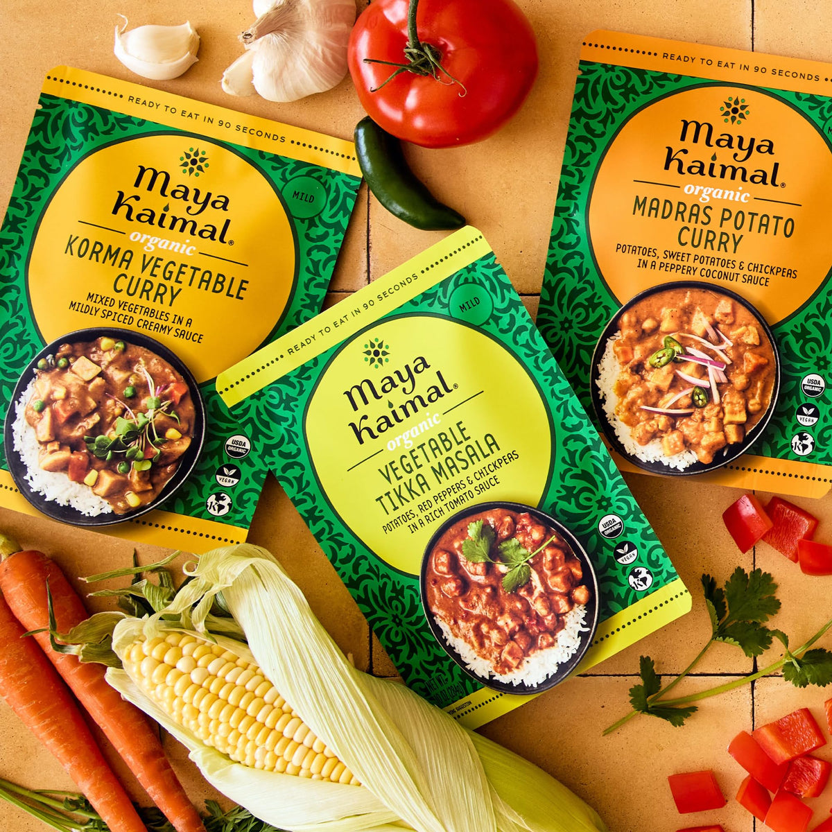 Maya Kaimal Organic Indian Vegetable Curry Variety – Ready-to-Eat, Microwaveable, Vegan & Kosher
