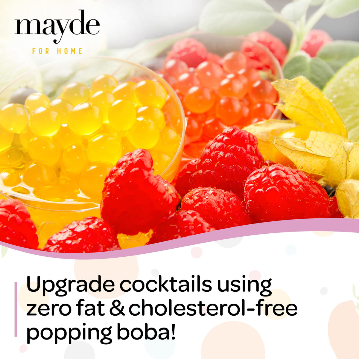 Mayde Popping Boba Pearls Variety Pack – Strawberry, Mango & Passion Fruit, 490 g (3 Pack)