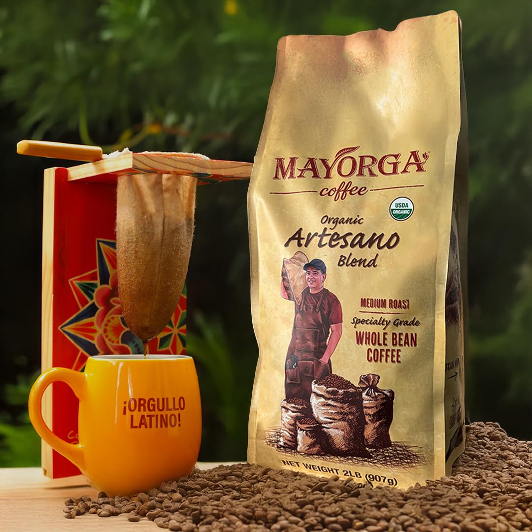 Mayorga Artesano Organic Coffee 2lb - Medium Roast Whole Bean, 100% Arabica, Slow Roasted