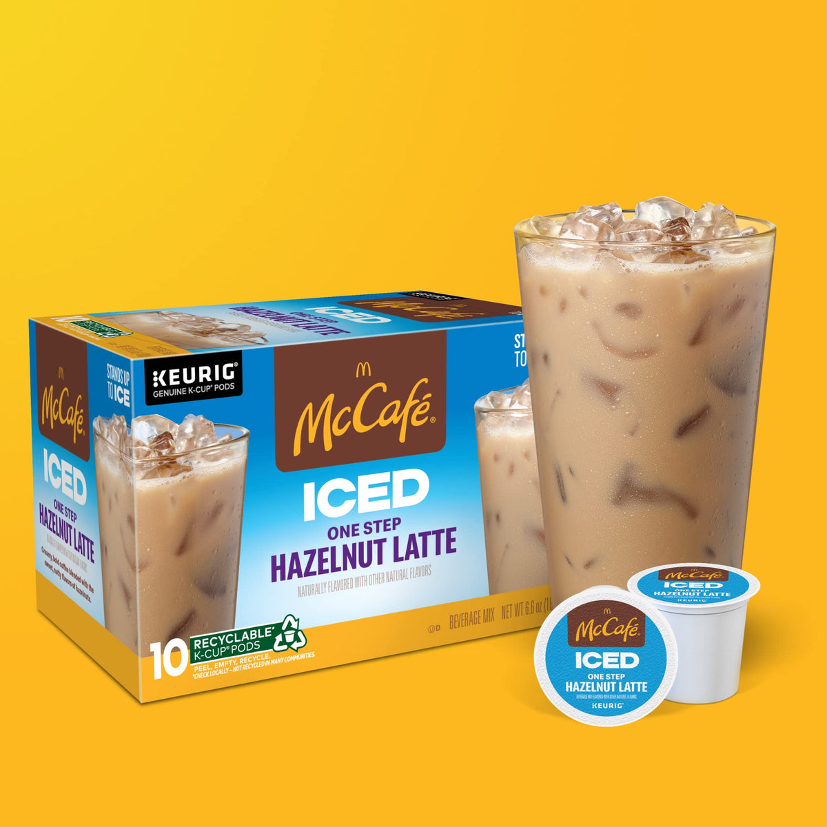 McCafe ICED One Step Hazelnut Latte K-Cup Pods — 60 Count (6 Packs of 10), Keurig Compatible