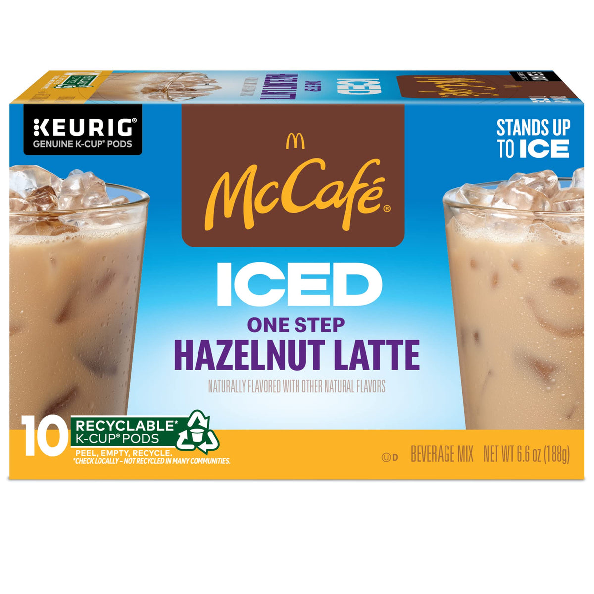 McCafe ICED One Step Hazelnut Latte K-Cup Pods — 60 Count (6 Packs of 10), Keurig Compatible