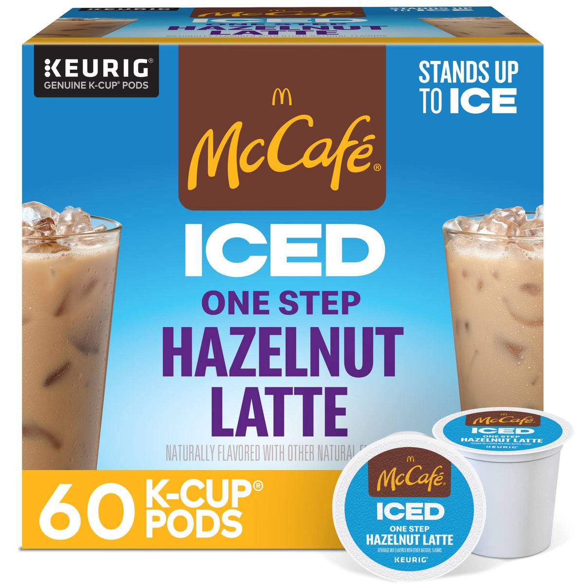 McCafe ICED One Step Hazelnut Latte K-Cup Pods — 60 Count (6 Packs of 10), Keurig Compatible