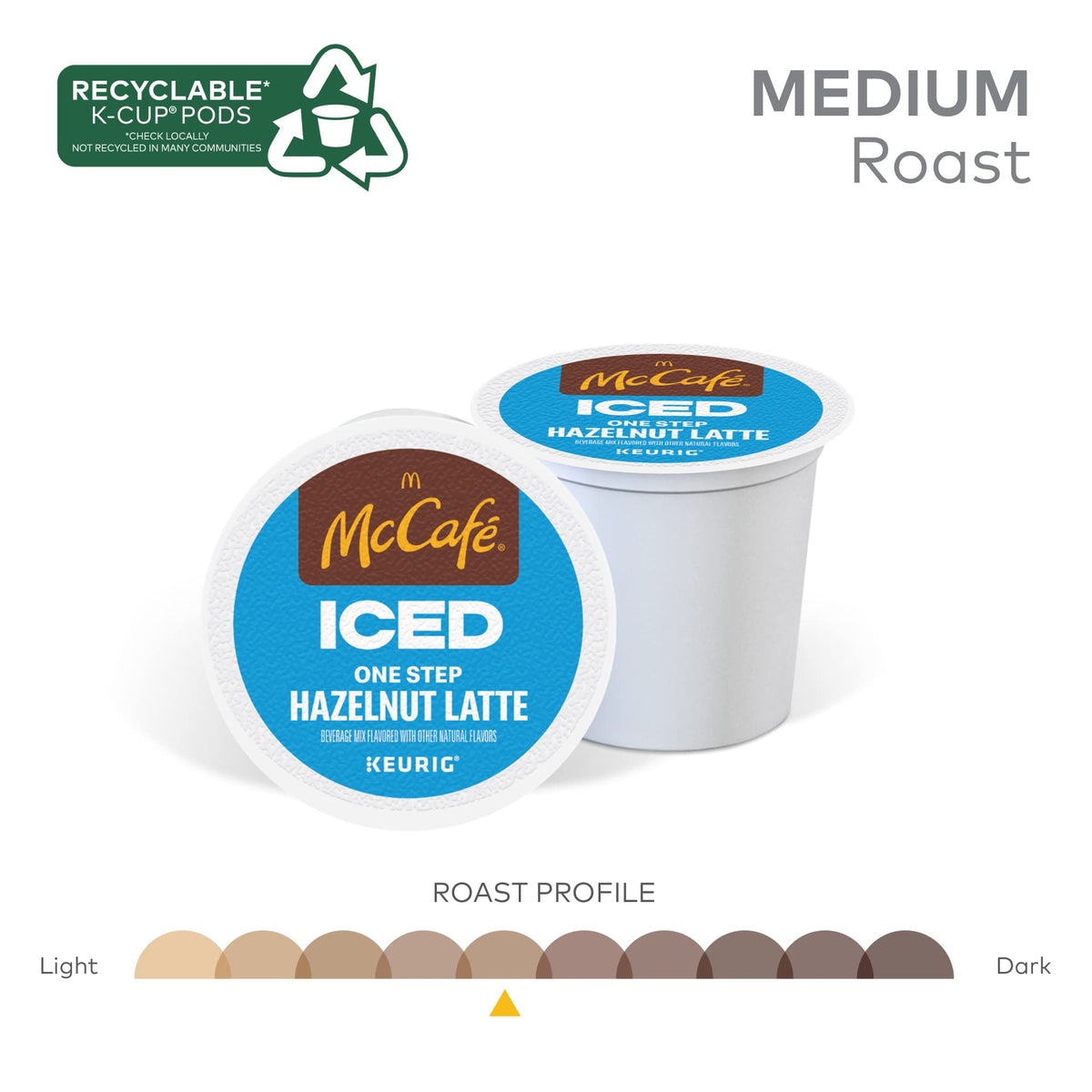 McCafe ICED One Step Hazelnut Latte K-Cup Pods — 60 Count (6 Packs of 10), Keurig Compatible