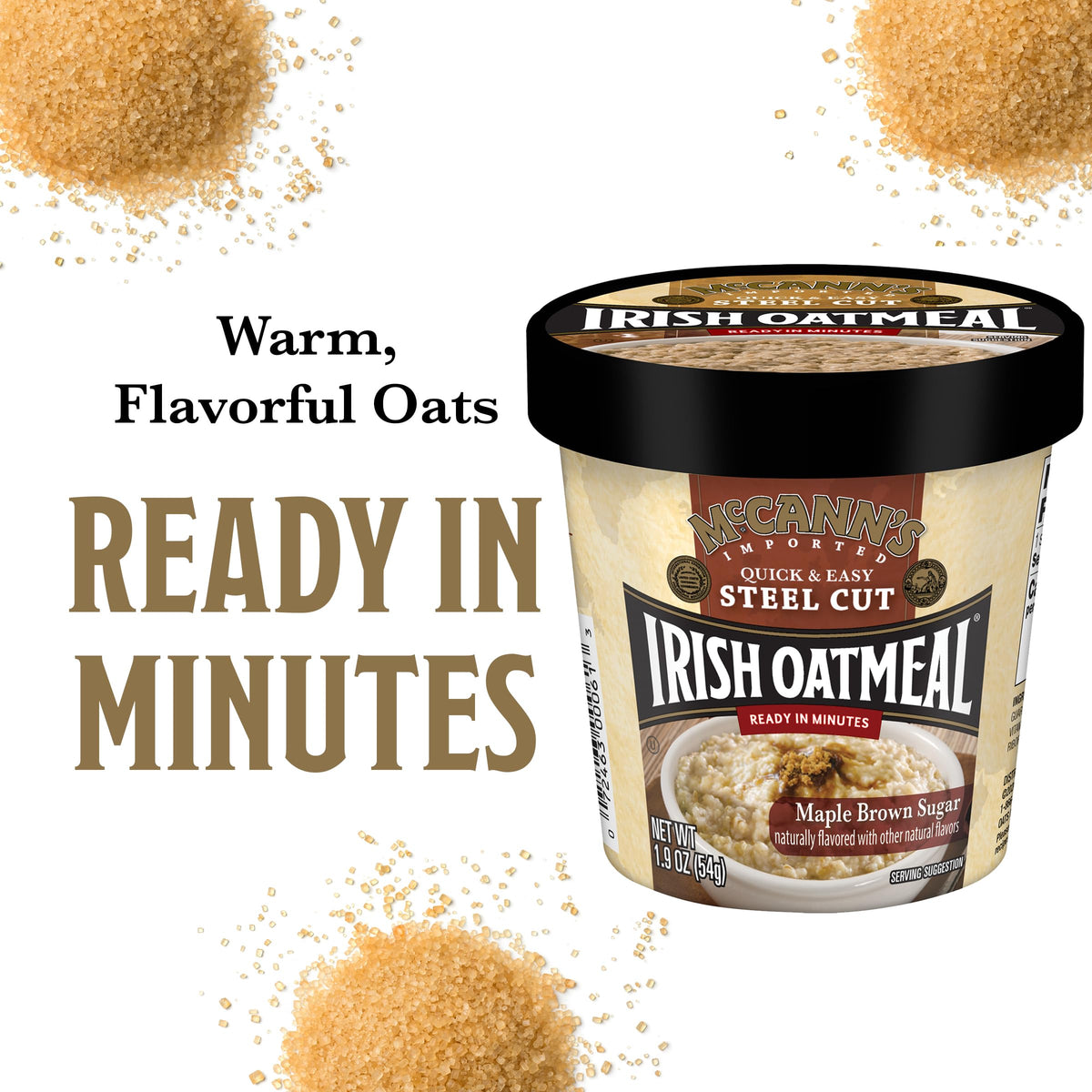 McCann's Irish Oatmeal Instant Oatmeal Cup Maple Brown Sugar – 1.9 oz (Pack of 12)