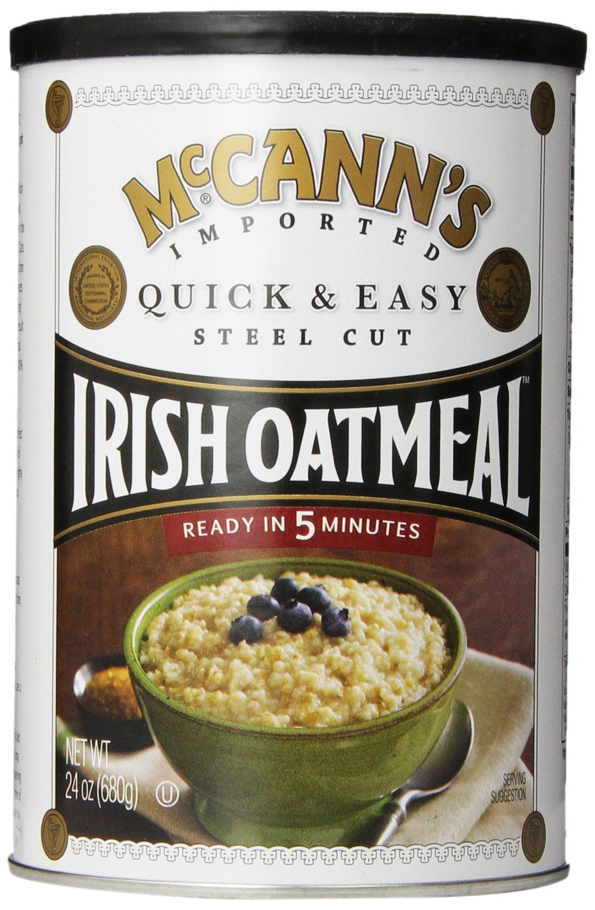 McCann’s Irish Steel Cut Oatmeal — Quick 5-Minute Oats, Pack of 6 (24 oz each)