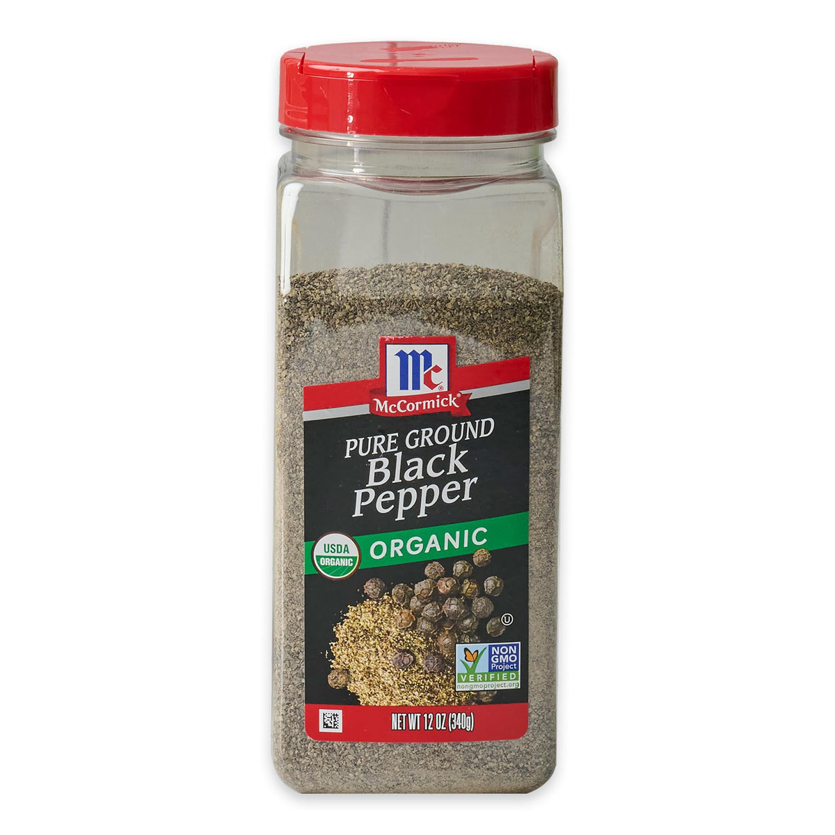McCormick Organic Pure Ground Black Pepper - 12 oz | Non-GMO, Distinctive Pepper Flavor