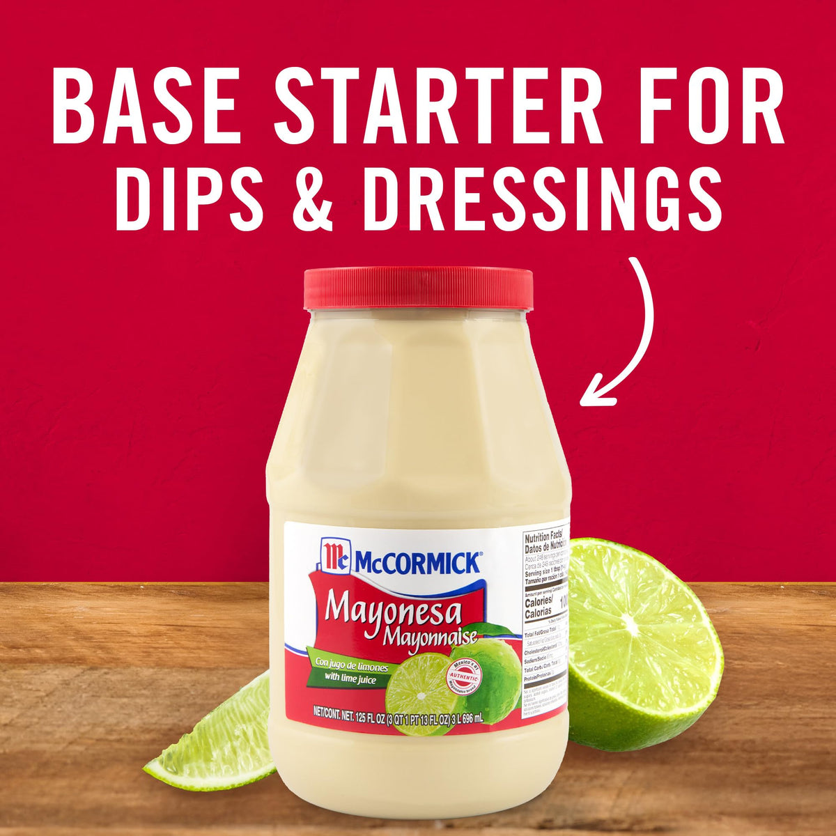 McCormick Mayonnaise with Lime Juice – Creamy, Tangy Lime Mayo for Tacos, Sandwiches & More (125 fl oz)