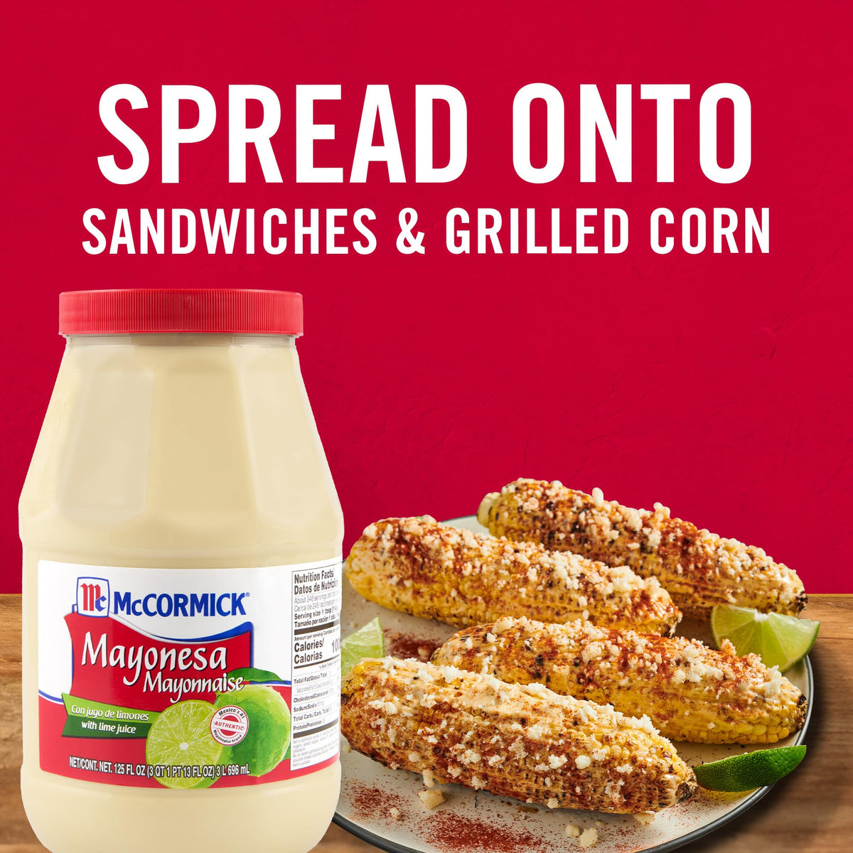 McCormick Mayonnaise with Lime Juice – Creamy, Tangy Lime Mayo for Tacos, Sandwiches & More (125 fl oz)