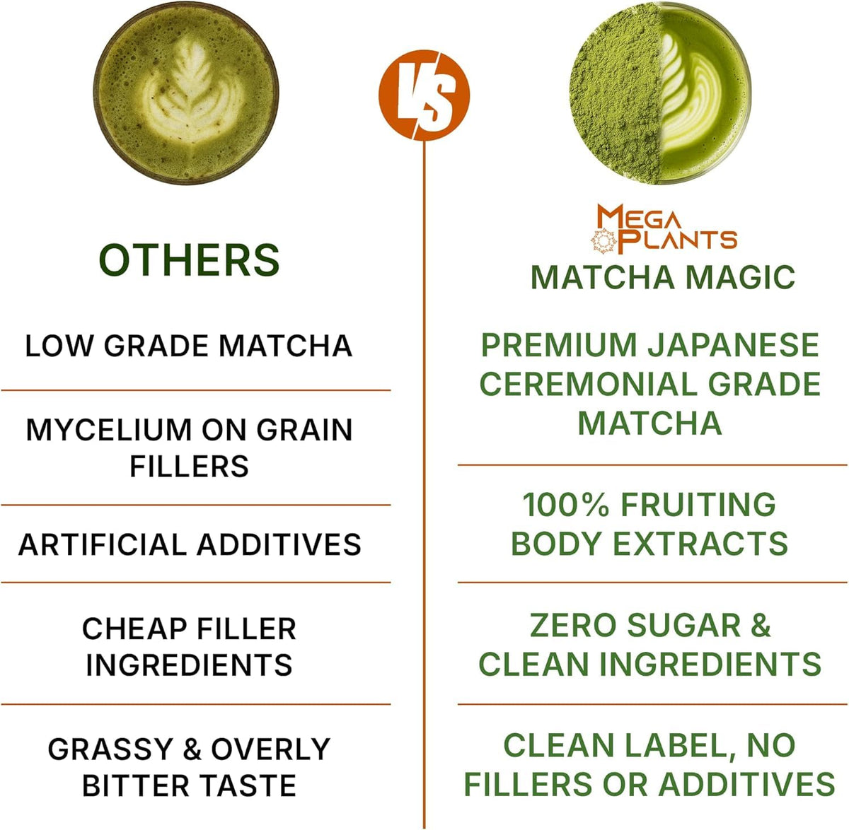 MEGAPLANTS Mushroom Matcha Magic (30 Servings) – Ceremonial Japanese Matcha with Adaptogenic Mushrooms | Clean Energy & Calm Focus – USA Made