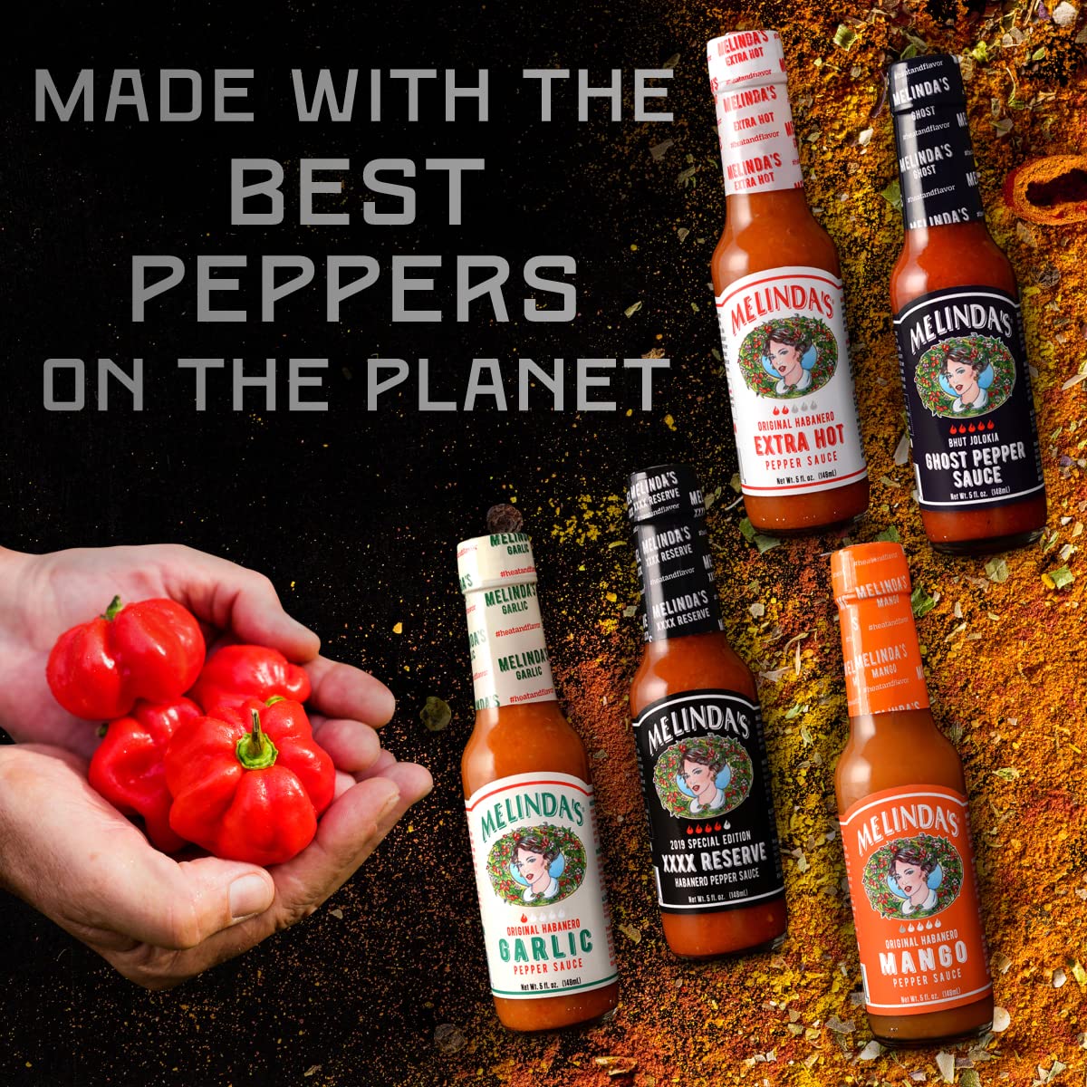 Melinda’s Hot Sauce Variety Pack – 5 Pack of Extra Spicy Gourmet Sauces (5 oz Each)