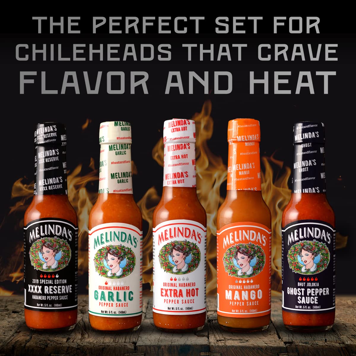 Melinda’s Hot Sauce Variety Pack – 5 Pack of Extra Spicy Gourmet Sauces (5 oz Each)
