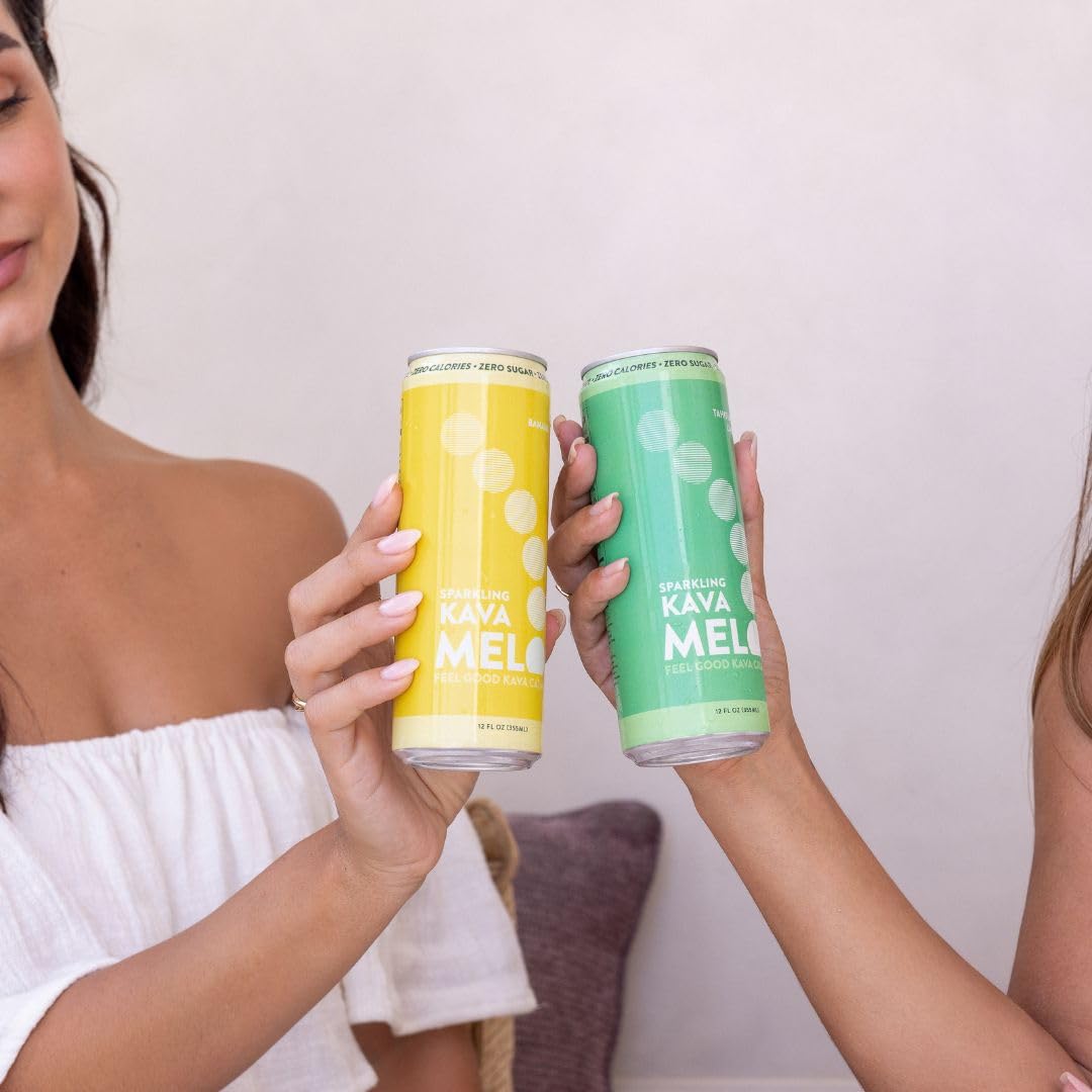 Melo Sparkling Kava Drink Variety Pack – Non-Alcoholic, Sugar Free, Zero-Calorie 12-Can Pack