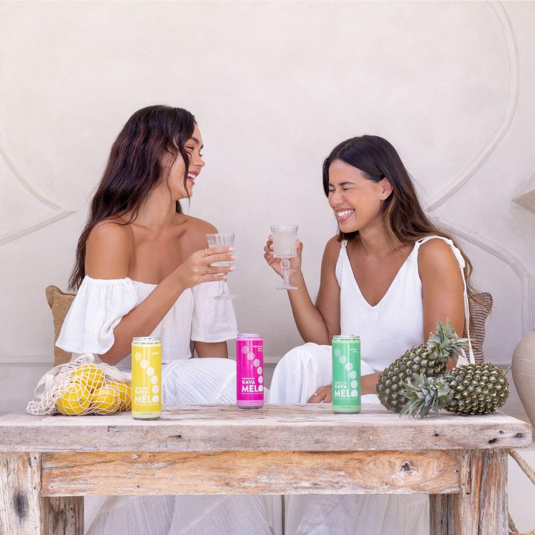 Melo Sparkling Kava Drink Variety Pack – Non-Alcoholic, Sugar Free, Zero-Calorie 12-Can Pack