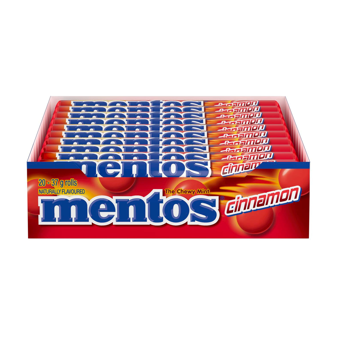 Mentos Cinnamon Chewy Mints — 1.32 oz Rolls, Pack of 20